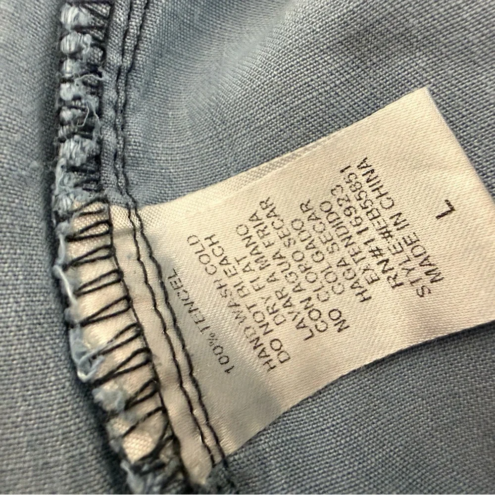 Easel light blue chambray denim wide leg elastic waist pull on pants size Large - Picture 10 of 13